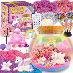 NIB Light-Up Night Light (with Remote) Unicorn Terrarium Craft Kit for Kids